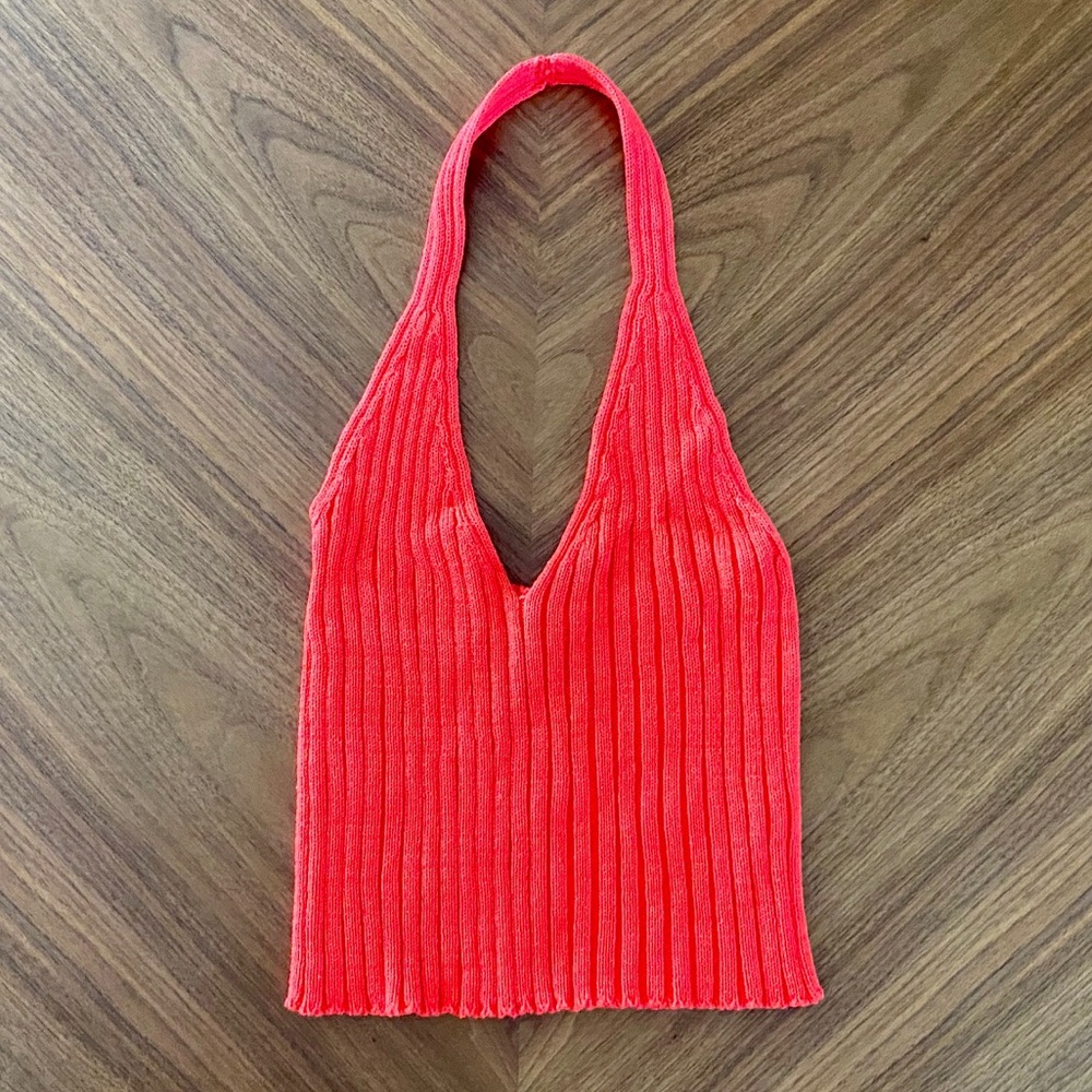 Coral knit halter top